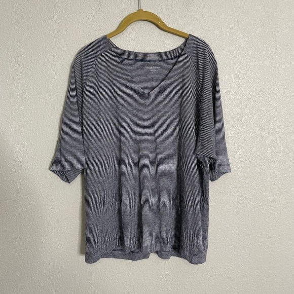 Eileen Fisher Blue Stripe V Neck Shirt XS - Picture 2 of 5
